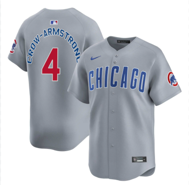 Men MLB CHICAGO CUBS #4 PETE CROW-ARMSTRONG grey LIMITED Nike 2025 JERSEY